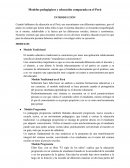 Modelos pedagógicos y educación comparada en el Perú