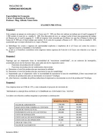 Evaluación de Proyectos - Pre final. Página 1