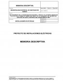 PROYECTO DE INSTALACIONES ELÉCTRICAS MEMORIA DESCRIPTIVA