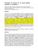 FACTORES DE RIESGO DE LA SALUD MENTAL DURANTE LA PANDEMIA