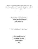 Análisis de calidad, productividad e innovación; una estrecha relación para el desarrollo de objetivos desde el discurso epistemológico realista.