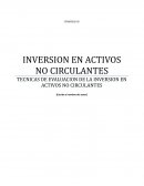 Técnicas de evaluación de la inversión en activos no circulantes