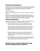 GARANTÍAS INDIVIDUALES . TIPOS DE GARANTÍAS