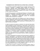 FUNDAMENTACION E IMPORTANCIA DEL ESTADO PARA LA SOCIEDAD