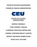 FINANZAS II TEMA: RAZONES Y ANALISIS