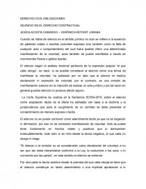 DERECHO CIVIL OBLIGACIONES SILENCIO EN EL DERECHO CONTRACTUAL. Página 1