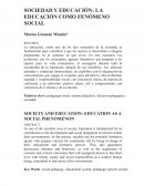 SOCIEDAD Y EDUCACIÓN: LA EDUCACIÓN COMO FENÓMENO SOCIAL