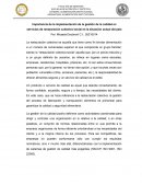Importancia de la implementación de la gestión de la calidad en servicios de restauración colectiva social en la situación actual del país