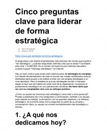 Cinco preguntas clave para liderar de forma estratégica. Página 1