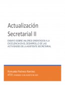 Valores orientados a la excelencia en el desarrollo de las actividades de la asistente secretarial
