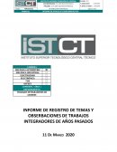 INFORME DE REGISTRO DE TEMAS Y OBSERBACIONES DE TRABAJOS INTEGRADORES DE AÑOS PASADOS