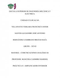 PRÁCTICA #1: AMPLIFICADOR INVERSOR. Página 1