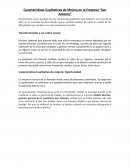 Características Cualitativas de Mejora en la Empresa “San Antonio”