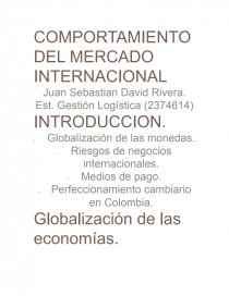 COMPORTAMIENTO DEL MERCADO INTERNACIONAL. Página 1