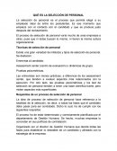 QUÉ ES LA SELECCIÓN DE PERSONAL