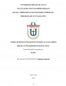 Análisis del sistema de planeamiento estratégico en el sector público, aplicado a la municipalidad provincial de Tacna