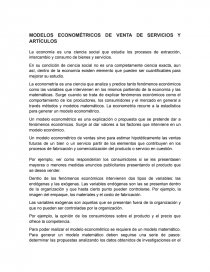MODELOS ECONOMÉTRICOS DE VENTA DE SERVICIOS Y ARTÍCULOS. Página 1