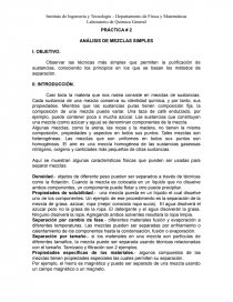 PRÁCTICA # 2 ANÁLISIS DE MEZCLAS SIMPLES. Página 1