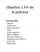 Objetivo 1 Fin de la pobreza