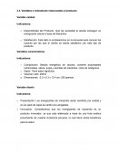 Variables e indicadores relacionados al producto