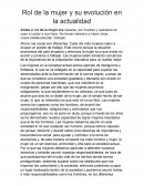 Rol de la mujer y su evolución en la actualidad