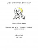 PLAN OPERATIVO ANUAL COMISIÓN DEPORTIVA, CONSEJO ESTUDIANTIL Y BIOSEGURIDAD