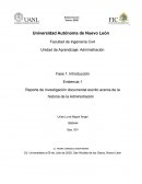 Reporte de Investigación documental escrito acerca de la historia de la Administración