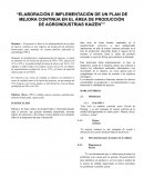 ELABORACIÓN E IMPLEMENTACIÓN DE UN PLAN DE MEJORA CONTINUA EN EL ÁREA DE PRODUCCIÓN DE AGROINDUSTRIAS KAIZEN