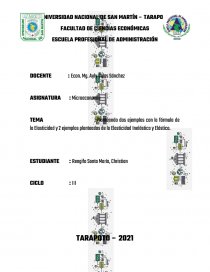 Planteando dos ejemplos con la fórmula de la Elasticidad y 2 ejemplos planteados de la Elasticidad Inelástica y Elástica. Página 1