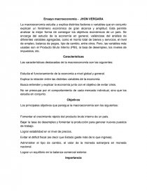 Ensayo macroeconomía . Características. Página 1