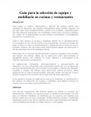 Guía para la selección de equipo y mobiliario en cocinas y restaurantes