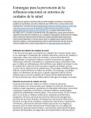 Estrategias para la prevención de la influenza estacional en entornos de cuidados de la salud