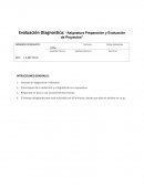 Evaluación Diagnostica: “Asignatura Preparación y Evaluación de Proyectos”