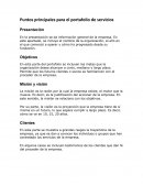 Puntos principales para el portafolio de servicios