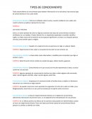 Tipos de conocimiento. Las teorías evolutivas