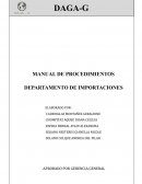 MANUAL DE PROCEDIMIENTOS. DEPARTAMENTO DE IMPORTACIONES