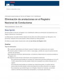 Eliminación de anotaciones en el Registro Nacional de Conductores