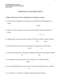 Ejercicios de referentes y conectores lógicos. Página 1