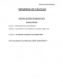 MEMORIA DE CÁLCULO INSTALACIÓN HIDRAÚLICA