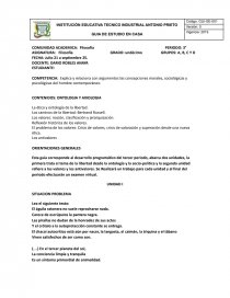 GUIA DE ESTUDIO EN CASA. CONTENIDOS: ONTOLOGIA Y AXIOLOGIA. Página 1