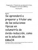 Preparación y Titulación de una Solución 0.1 N de Permanganato de Potasio (KMNO4)