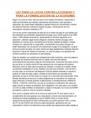 LEY PARA LA LUCHA CONTRA LA EVASION Y PARA LA FORMALIZACION DE LA ECONOMIA