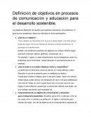 Definición de objetivos en procesos de comunicación y educación para el desarrollo sostenible