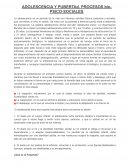 Adolescencia y pubertad. Procesos bio - psico - sociales