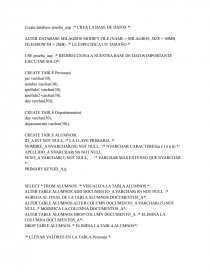 Create database prueba_uap /* CREA LA BASE DE DATOS */. Página 1