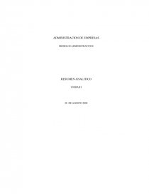 ADMINISTRACION DE EMPRESAS. MODELOS ADMINISTRATIVOS. Página 1
