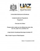 Ensayo sobre cuáles son las diferencias entre vida, ser vivo, estar vivo y sentirse vivo
