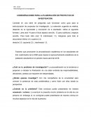 CONSIDERACIONES PARA LA ELABORACIÓN DE PROYECTOS DE INVESTIGACIÓN