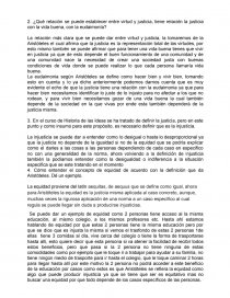 ¿Qué relación se puede establecer entre virtud y justicia, tiene relación la justicia con la vida buena, con la eudaimonía?. Página 1
