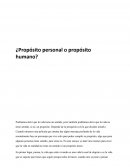 ¿Propósito personal o propósito humano?